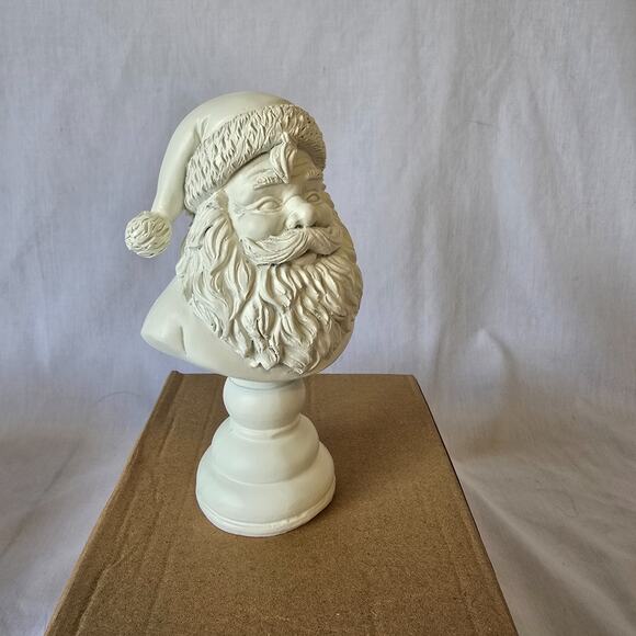 Neutral Santa Bust Christmas Tabletop Xmas Decor, White, Holiday Time 5.75" NIB - Picture 6 of 12